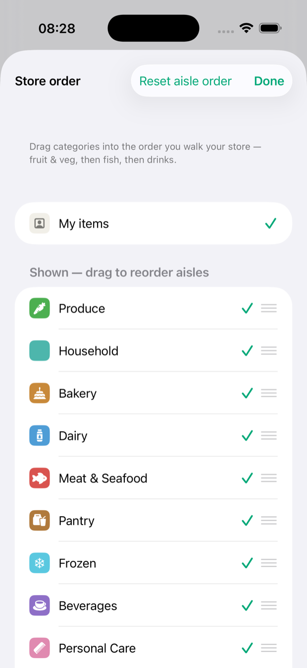 Plenty store-order screen