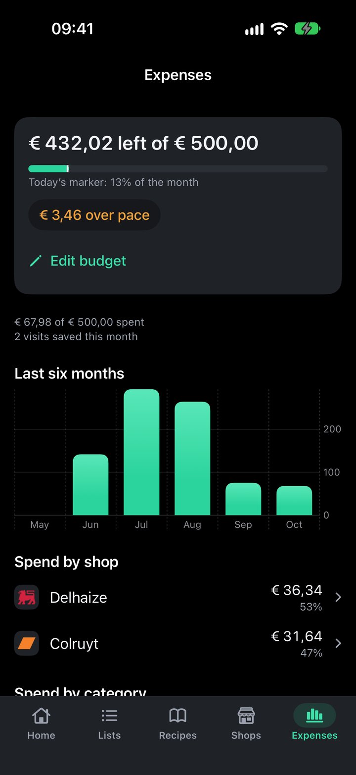 Plenty monthly budget and grocery spending overview